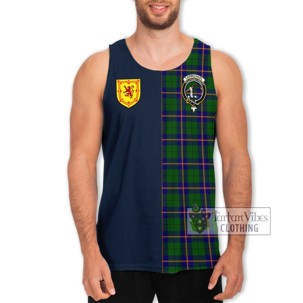 Tartan Vibes Clothing Carmichael Modern Tartan Men's Tank Top with Scottish Lion Royal Arm Half Style