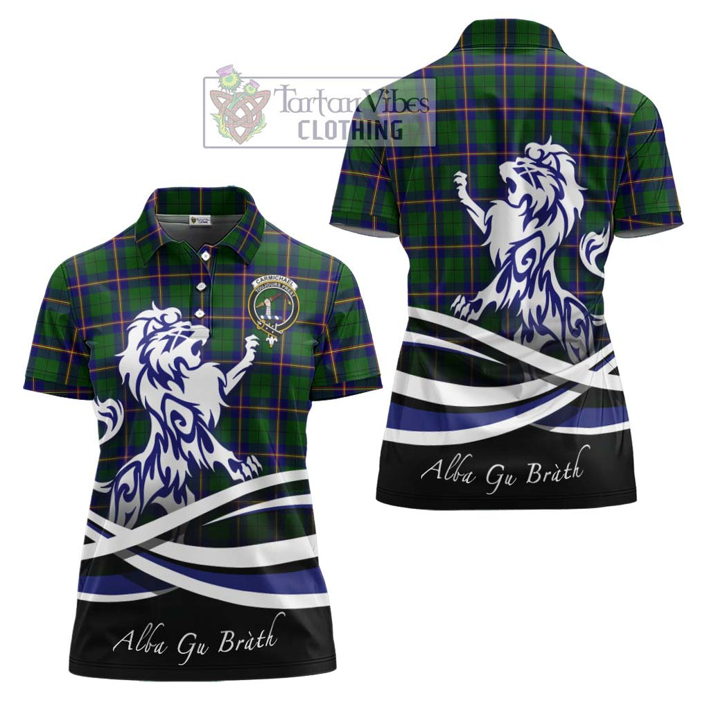 Carmichael Modern Tartan Women's Polo Shirt with Alba Gu Brath Regal Lion Emblem Women - Tartanvibesclothing Shop