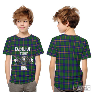 Carmichael Modern Tartan Kid T-Shirt with Family Crest DNA In Me Style