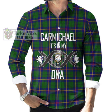 Carmichael Modern Tartan Long Sleeve Button Shirt with Family Crest DNA In Me Style