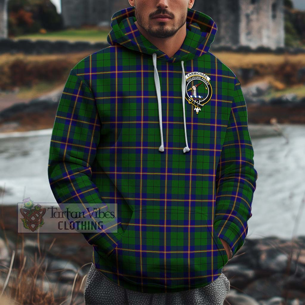 Carmichael Modern Tartan Cotton Hoodie with Family Crest Pullover Hoodie XS - Tartan Vibes Clothing