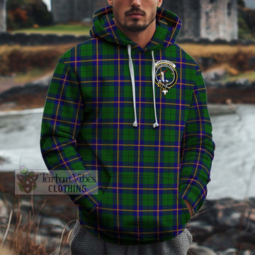 Carmichael Modern Tartan Cotton Hoodie with Family Crest