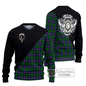 Carmichael Modern Tartan Ugly Sweater with Family Crest and Military Logo Style