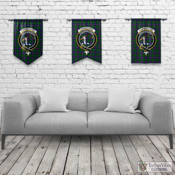 Carmichael Modern Tartan Gonfalon, Tartan Banner with Family Crest