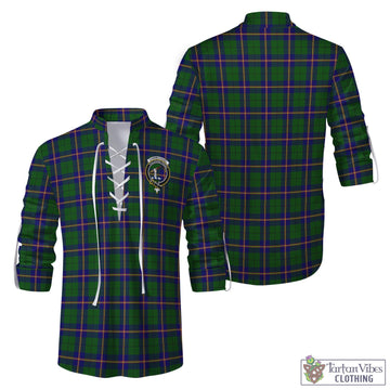 Carmichael Modern Tartan Men's Scottish Traditional Jacobite Ghillie Kilt Shirt with Family Crest