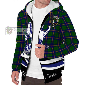 Carmichael Modern Tartan Sherpa Hoodie with Alba Gu Brath Regal Lion Emblem