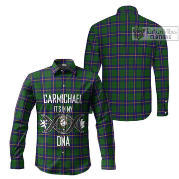 Carmichael Modern Tartan Long Sleeve Button Shirt with Family Crest DNA In Me Style