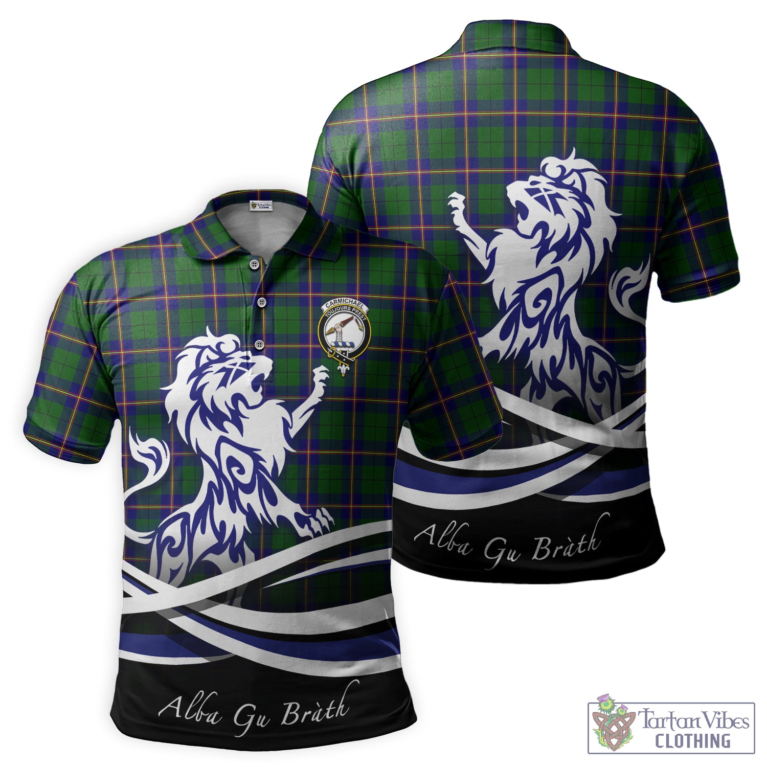 carmichael-modern-tartan-polo-shirt-with-alba-gu-brath-regal-lion-emblem