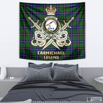 Carmichael Modern Tartan Tapestry with Clan Crest and the Golden Sword of Courageous Legacy