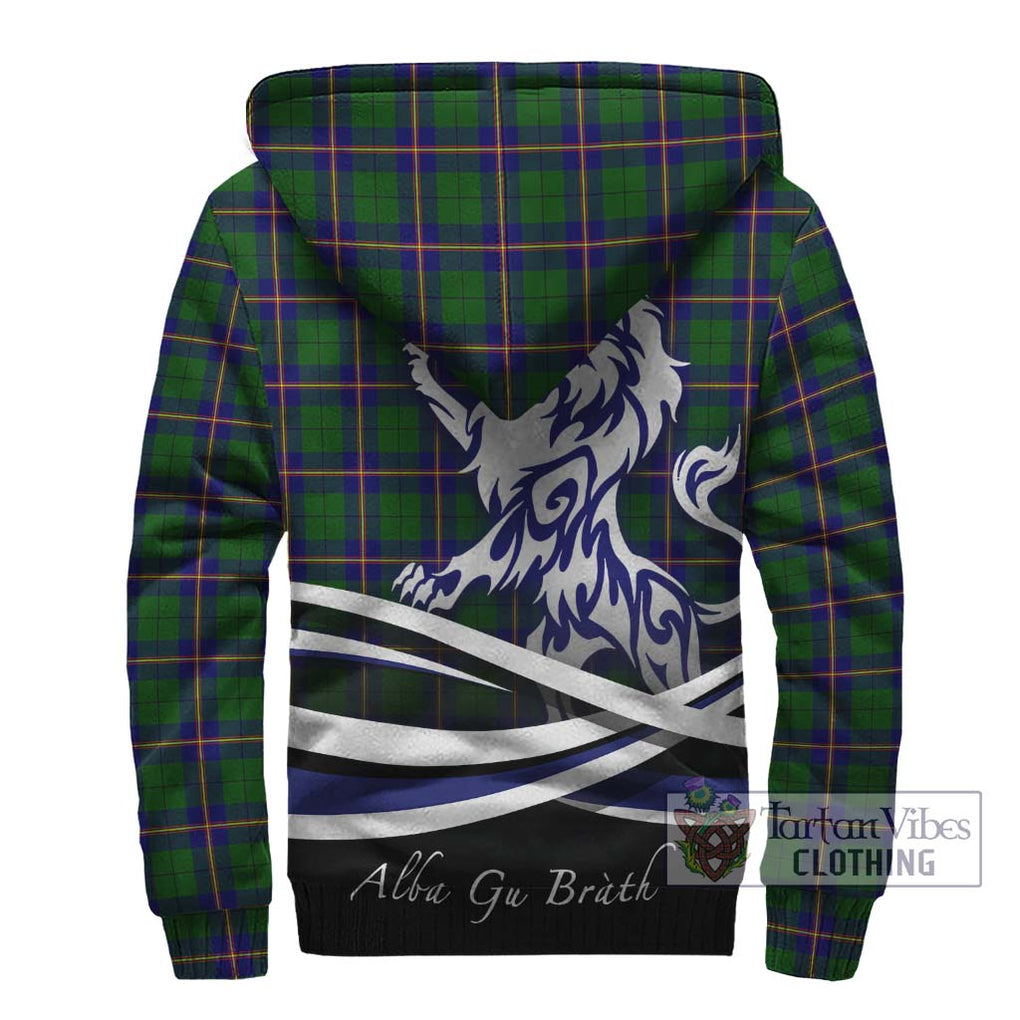 Carmichael Modern Tartan Sherpa Hoodie with Alba Gu Brath Regal Lion Emblem - Tartanvibesclothing Shop