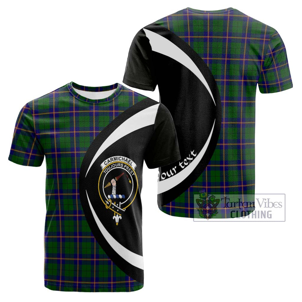 Tartan Vibes Clothing Carmichael Modern Tartan Cotton T-shirt with Family Crest Circle Style