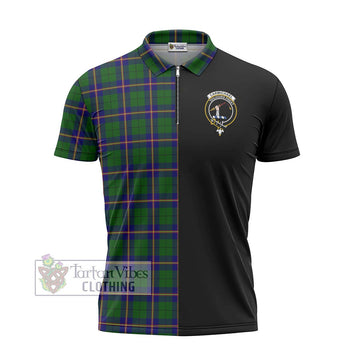 Carmichael Modern Tartan Zipper Polo Shirt with Family Crest and Half Of Me Style