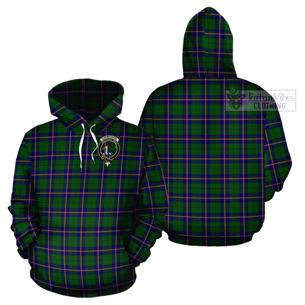 Carmichael Modern Tartan Cotton Hoodie with Family Crest Pullover Hoodie - Tartan Vibes Clothing