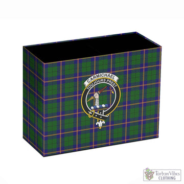 Carmichael Modern Tartan Pen Holder with Family Crest