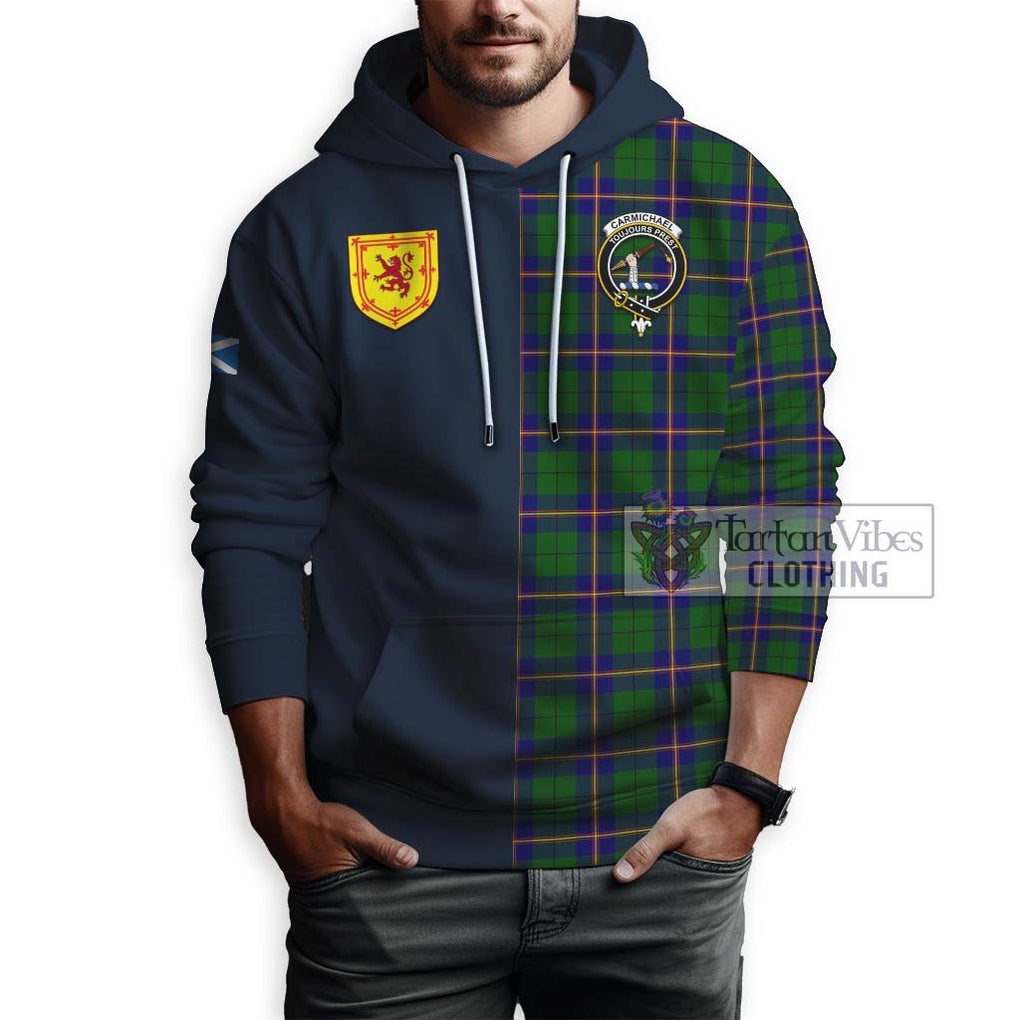 Tartan Vibes Clothing Carmichael Modern Tartan Hoodie with Scottish Lion Royal Arm Half Style