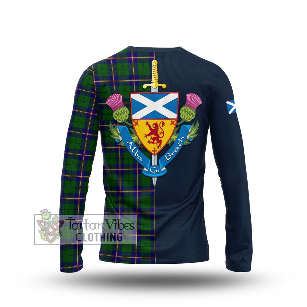 Tartan Vibes Clothing Carmichael Modern Tartan Long Sleeve T-Shirt with Scottish Lion Royal Arm Half Style