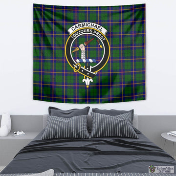 Carmichael Modern Tartan Tapestry Wall Hanging and Home Decor for Room with Family Crest