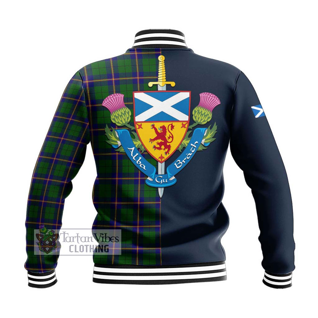 Tartan Vibes Clothing Carmichael Modern Tartan Baseball Jacket with Scottish Lion Royal Arm Half Style