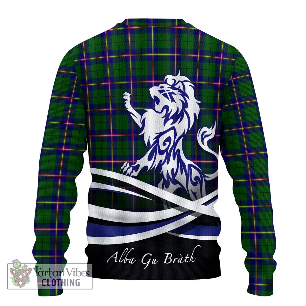 Carmichael Modern Tartan Knitted Sweater with Alba Gu Brath Regal Lion Emblem - Tartanvibesclothing Shop