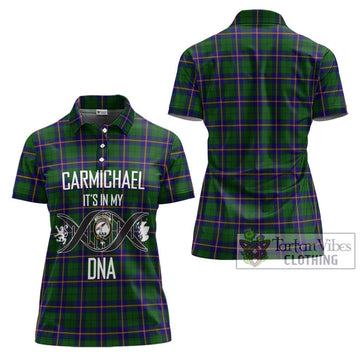 Carmichael Modern Tartan Women's Polo Shirt with Family Crest DNA In Me Style