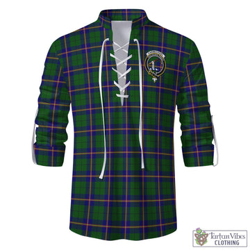 Carmichael Modern Tartan Men's Scottish Traditional Jacobite Ghillie Kilt Shirt with Family Crest