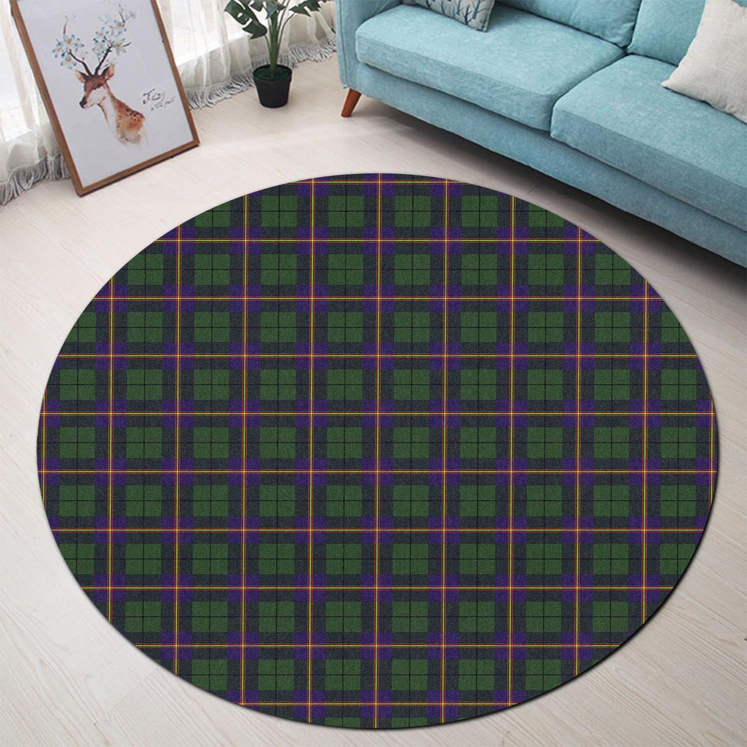 Carmichael Modern Tartan Round Rug - Tartanvibesclothing