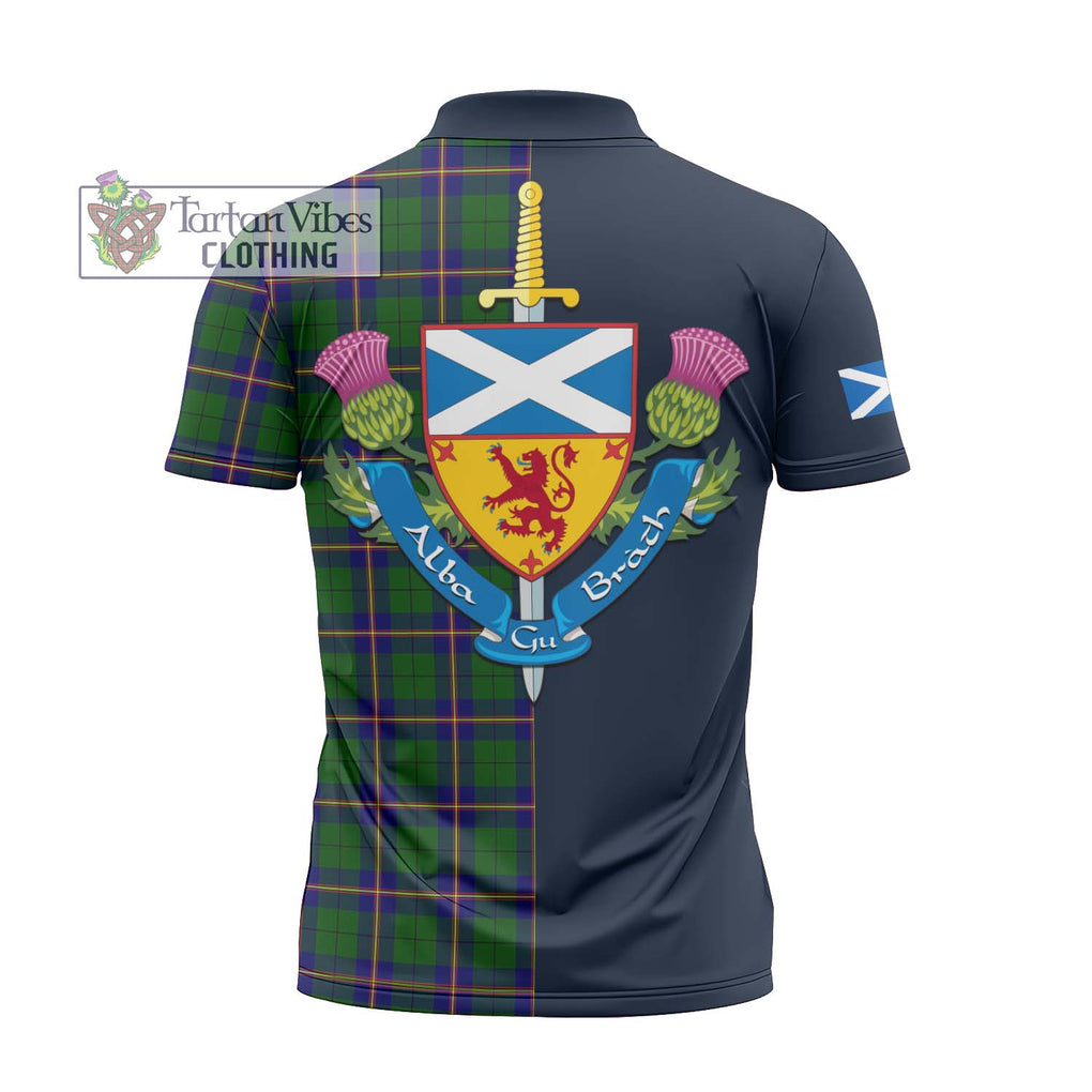 Tartan Vibes Clothing Carmichael Modern Tartan Zipper Polo Shirt with Scottish Lion Royal Arm Half Style