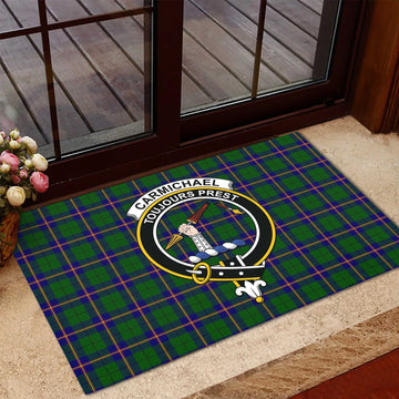 Carmichael Modern Tartan Door Mat with Family Crest