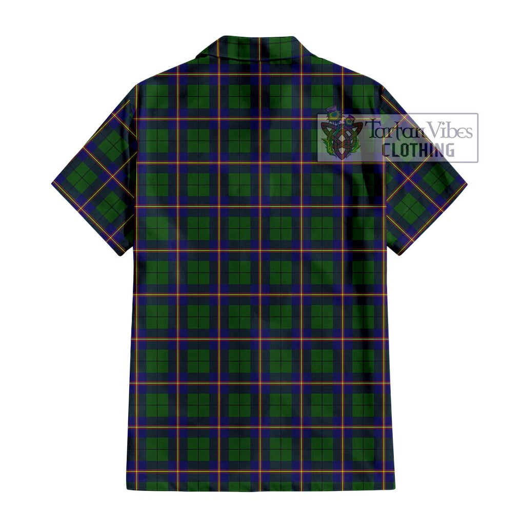 Carmichael Modern Tartan Short Sleeve Button Shirt with Family Crest DNA In Me Style - Tartanvibesclothing Shop