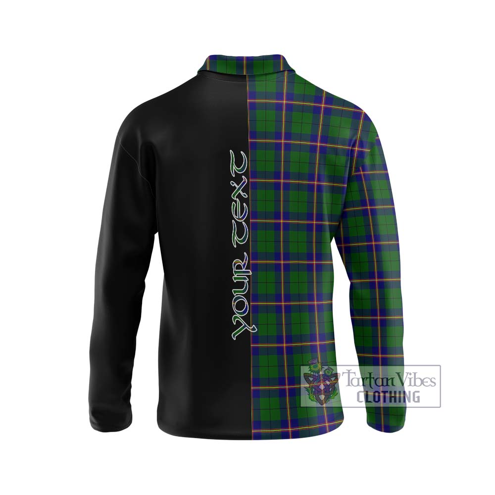 Carmichael Modern Tartan Long Sleeve Polo Shirt with Family Crest and Half Of Me Style - Tartanvibesclothing Shop