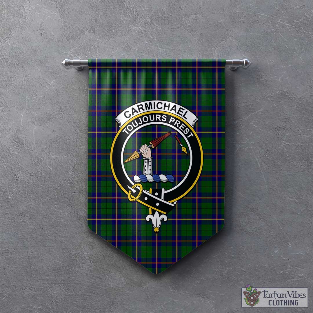 Tartan Vibes Clothing Carmichael Modern Tartan Gonfalon, Tartan Banner with Family Crest