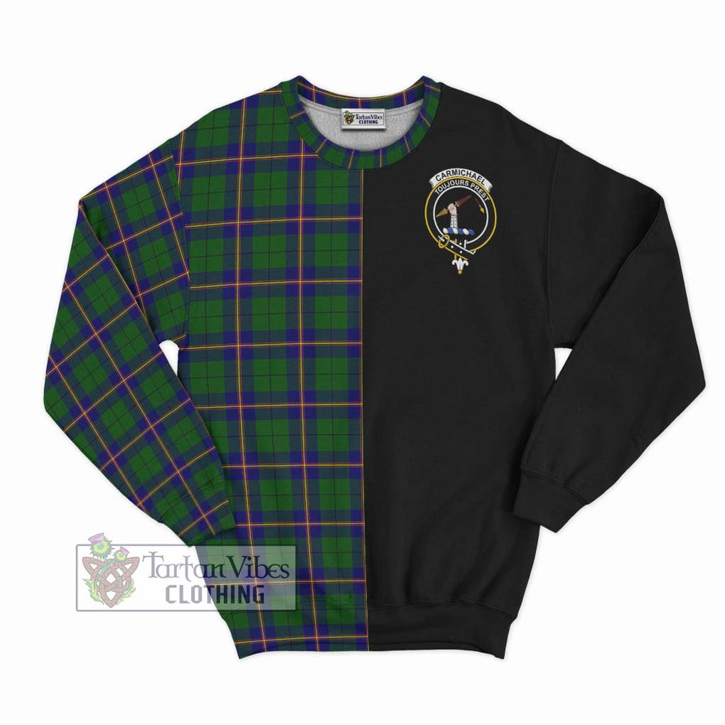 Carmichael Modern Tartan Sweatshirt with Family Crest and Half Of Me Style - Tartanvibesclothing Shop