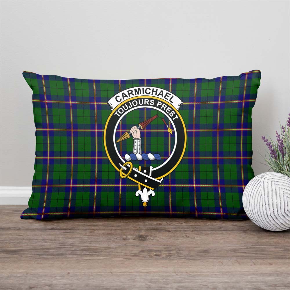 Carmichael Modern Tartan Pillow Cover with Family Crest Rectangle Pillow Cover - Tartanvibesclothing