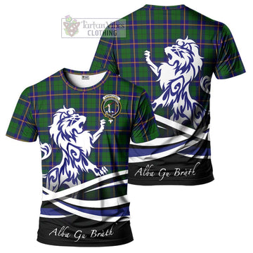 Carmichael Modern Tartan Cotton T-shirt with Alba Gu Brath Regal Lion Emblem