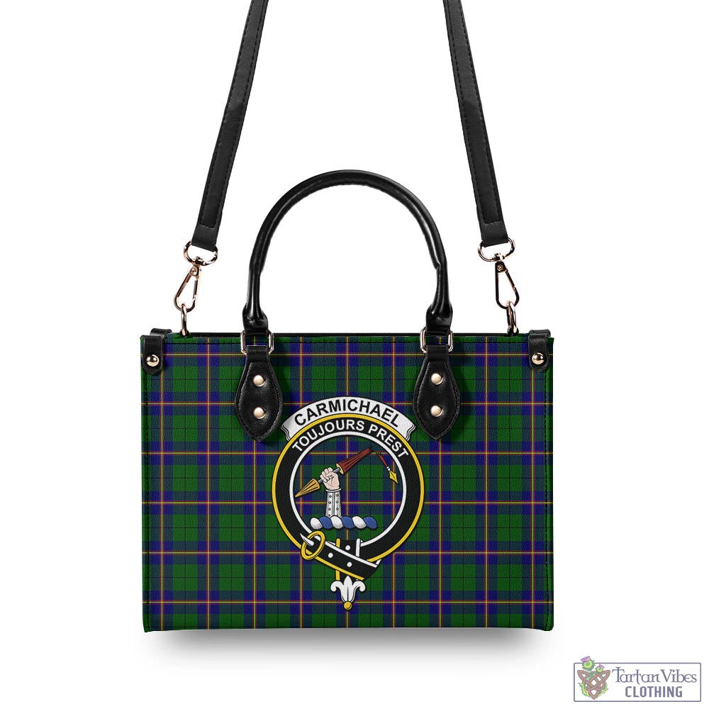 Tartan Vibes Clothing Carmichael Modern Tartan Luxury Leather Handbags with Family Crest