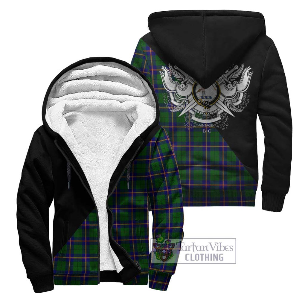 Carmichael Modern Tartan Sherpa Hoodie with Family Crest and Military Logo Style Unisex - Tartanvibesclothing Shop