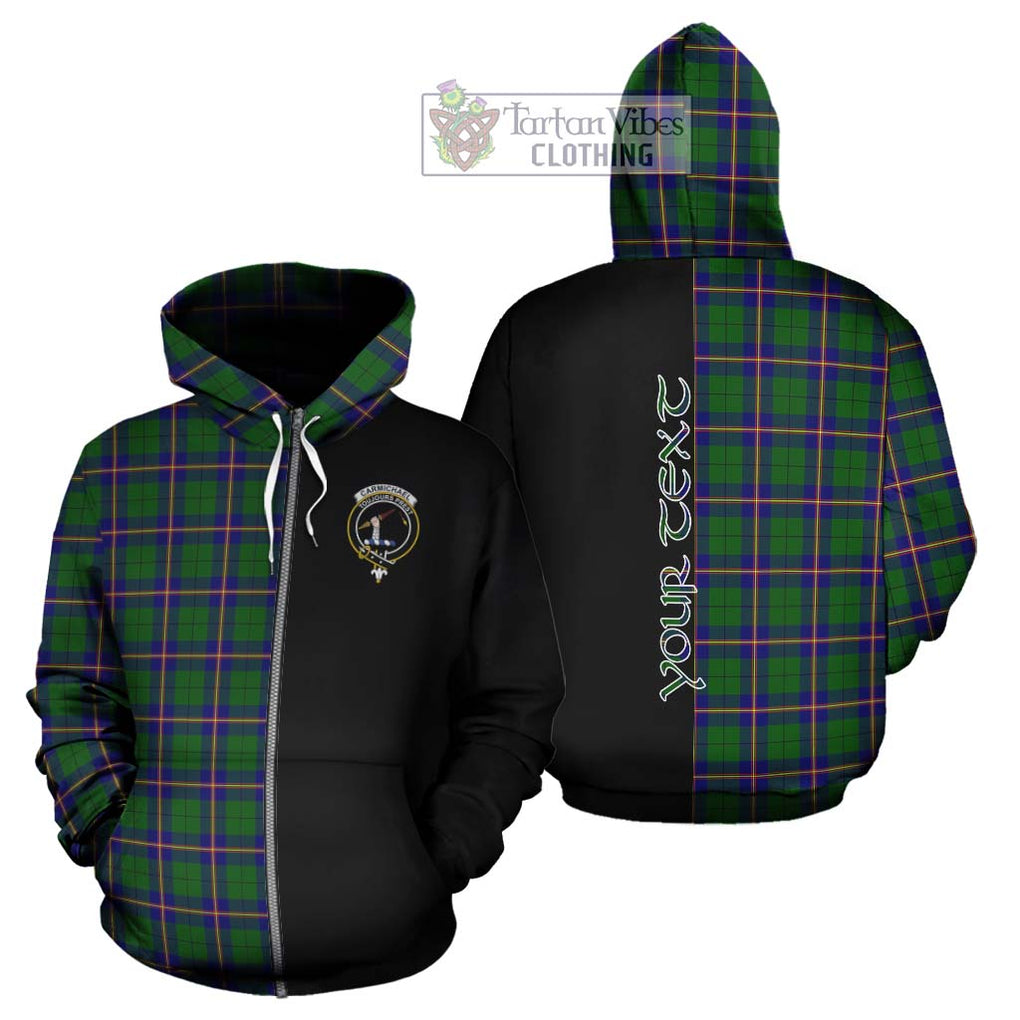 Carmichael Modern Tartan Hoodie with Family Crest and Half Of Me Style - Tartanvibesclothing Shop