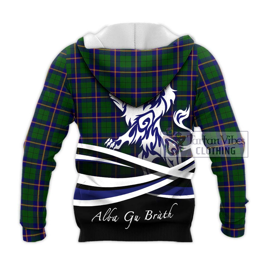 Carmichael Modern Tartan Knitted Hoodie with Alba Gu Brath Regal Lion Emblem - Tartanvibesclothing Shop