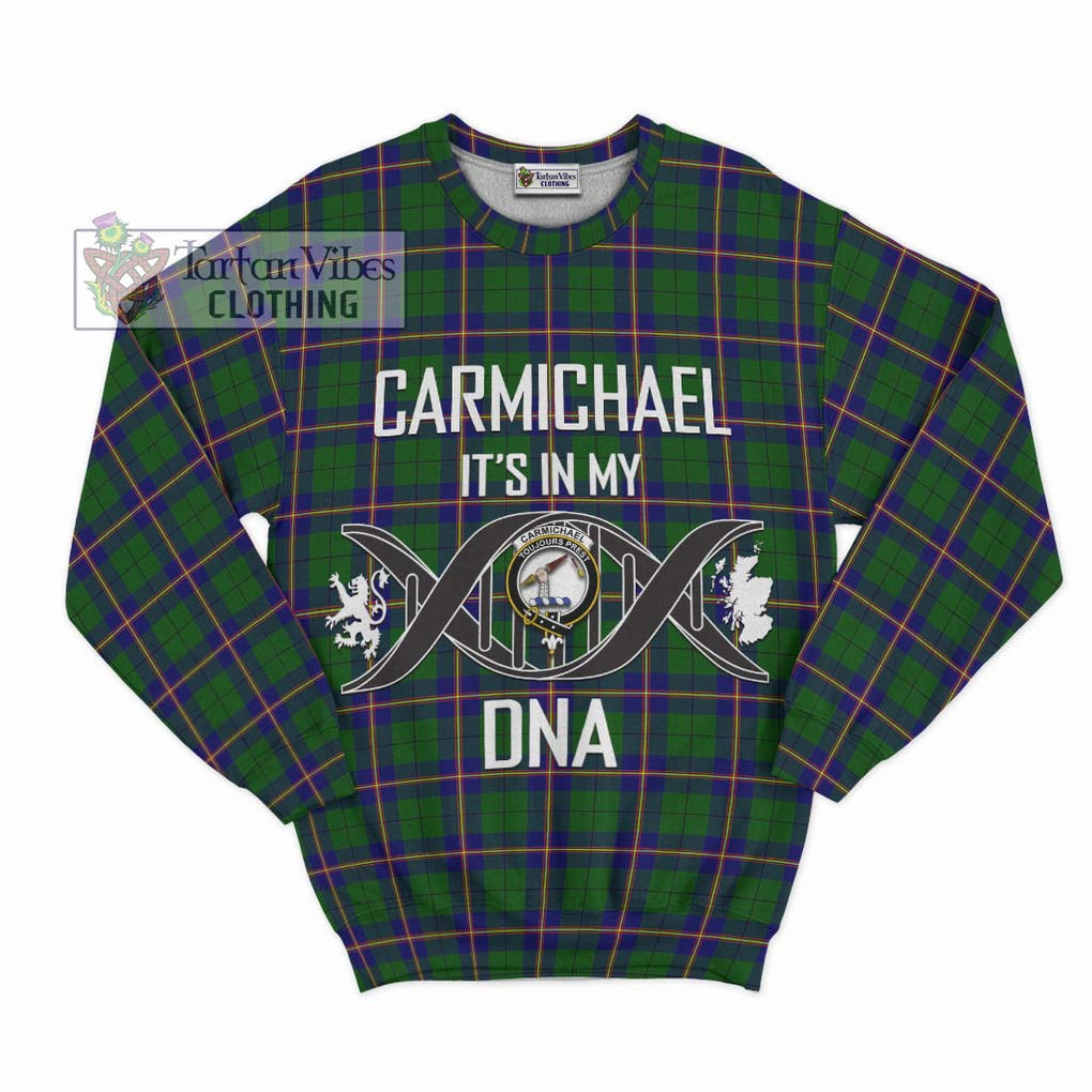 Carmichael Modern Tartan Sweatshirt with Family Crest DNA In Me Style - Tartanvibesclothing Shop