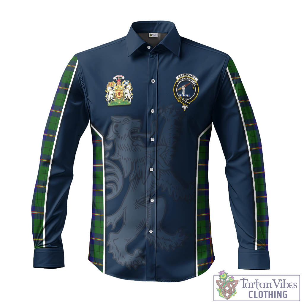 Tartan Vibes Clothing Carmichael Modern Tartan Long Sleeve Button Up Shirt with Family Crest and Lion Rampant Vibes Sport Style