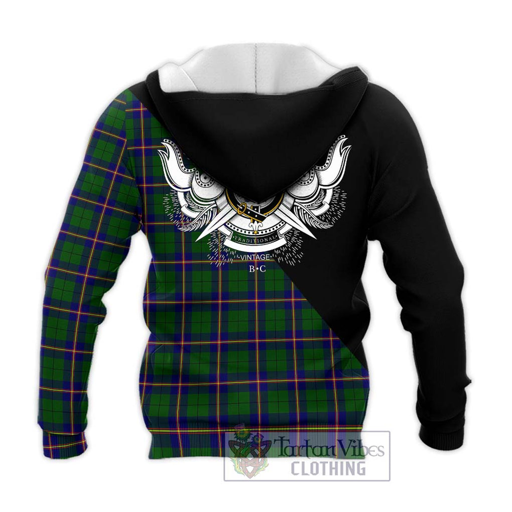 Carmichael Modern Tartan Knitted Hoodie with Family Crest and Military Logo Style - Tartanvibesclothing Shop