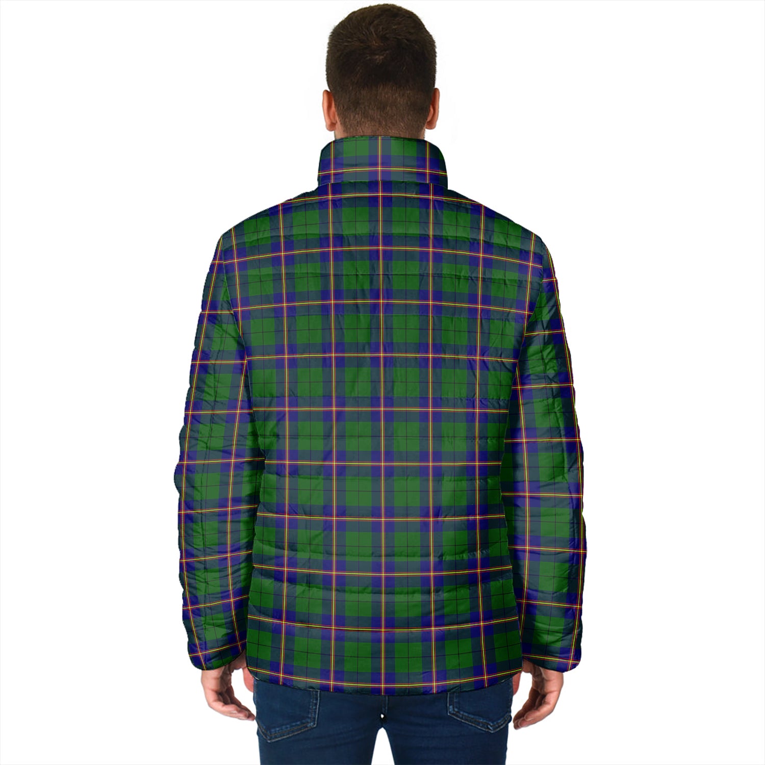 Carmichael Modern Tartan Padded Jacket with Family Crest - Tartan Vibes Clothing