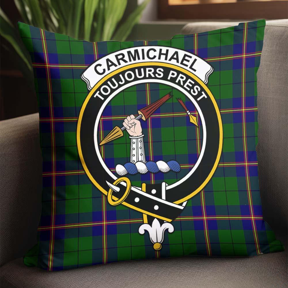 Carmichael Modern Tartan Pillow Cover with Family Crest - Tartanvibesclothing