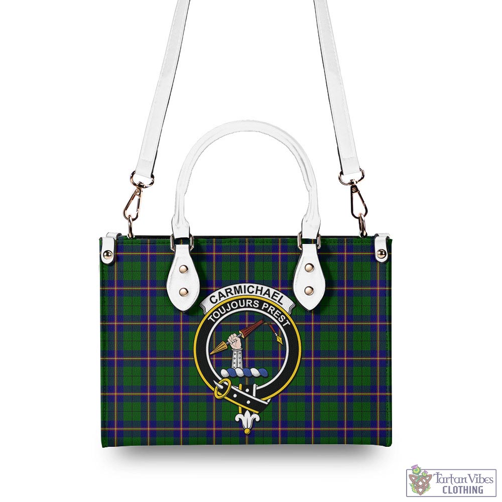 Tartan Vibes Clothing Carmichael Modern Tartan Luxury Leather Handbags with Family Crest