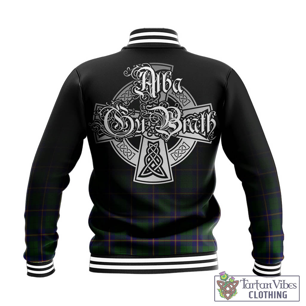 Tartan Vibes Clothing Carmichael Modern Tartan Baseball Jacket Featuring Alba Gu Brath Family Crest Celtic Inspired