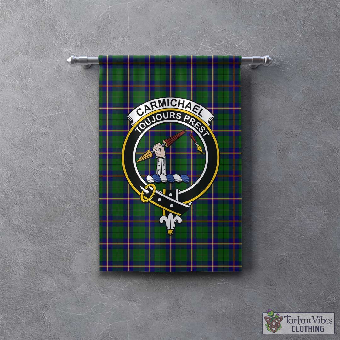 Tartan Vibes Clothing Carmichael Modern Tartan Gonfalon, Tartan Banner with Family Crest