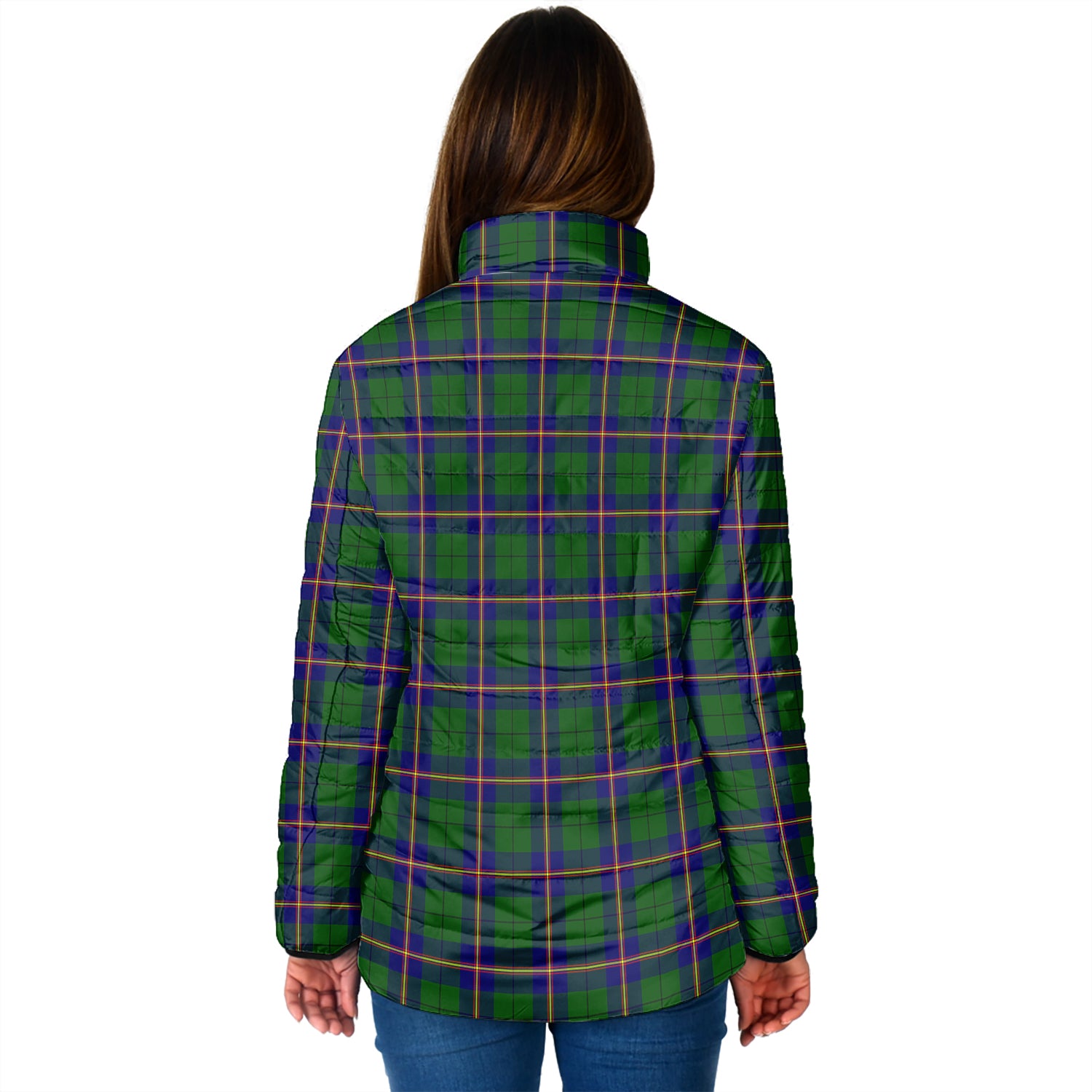 Carmichael Modern Tartan Padded Jacket with Family Crest - Tartan Vibes Clothing