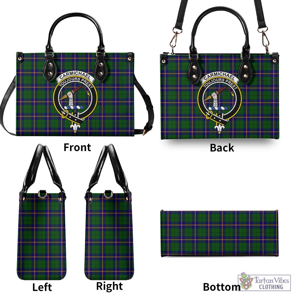 Tartan Vibes Clothing Carmichael Modern Tartan Luxury Leather Handbags with Family Crest