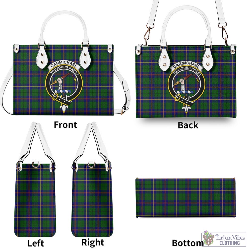 Tartan Vibes Clothing Carmichael Modern Tartan Luxury Leather Handbags with Family Crest