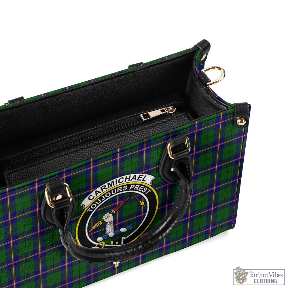 Tartan Vibes Clothing Carmichael Modern Tartan Luxury Leather Handbags with Family Crest